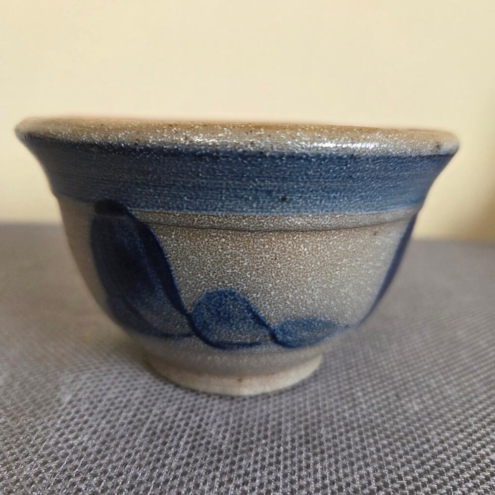 Vintage 1988 Rowe Pottery Salt Glazed Stoneware Mini Bowl Stamped Farmhouse